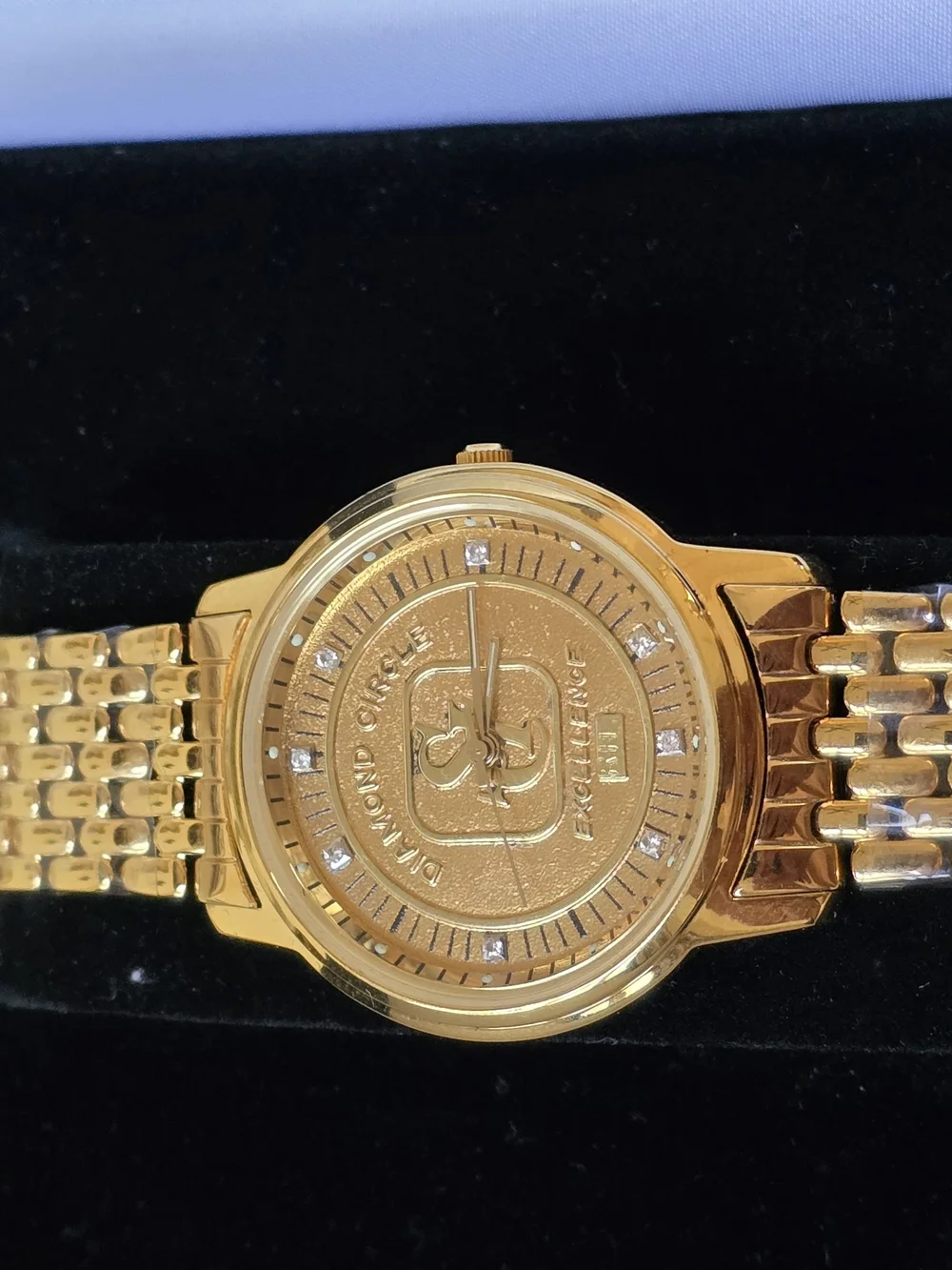 Gold Tone Men’s Analog Watch with Crystal Accents